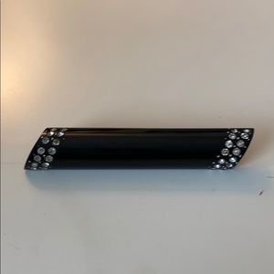 Vintage Bakelite Bar pin. Black w/with rhinestones